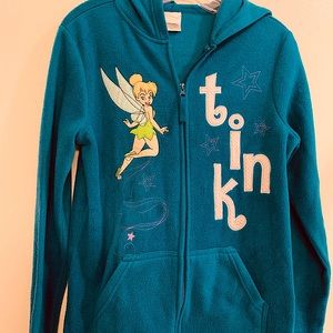 Vintage Tinkerbell Zip-Up Fleece Hood Sweatshirt